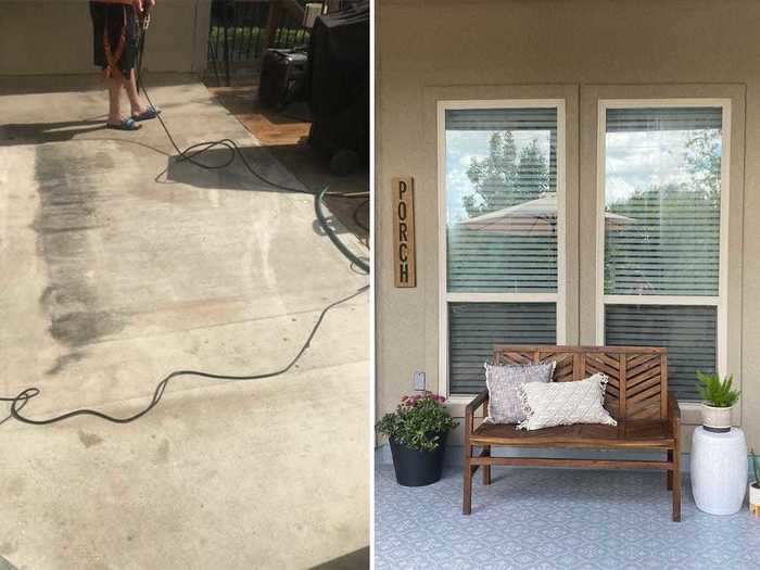 Painting the floor can be a fun solution for dull outside spaces.