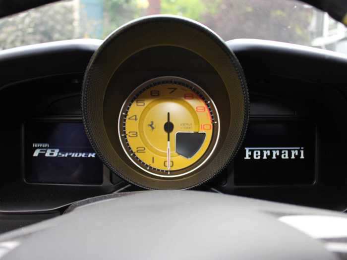 The yellow tachometer dominates the instrument cluster.