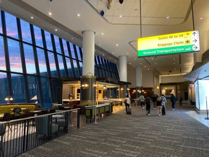 High-end restaurants line the walkway to the concourse including this one, an Italian restaurant and bar named Mulberry Street.