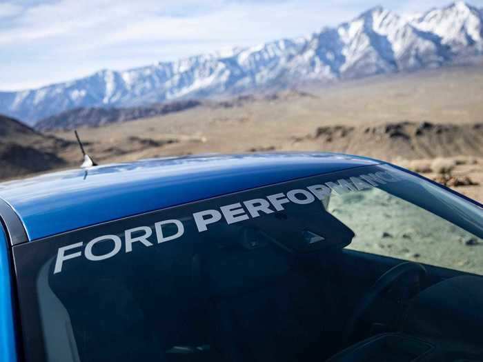 And Ford Performance graphics on the windshield and bed.