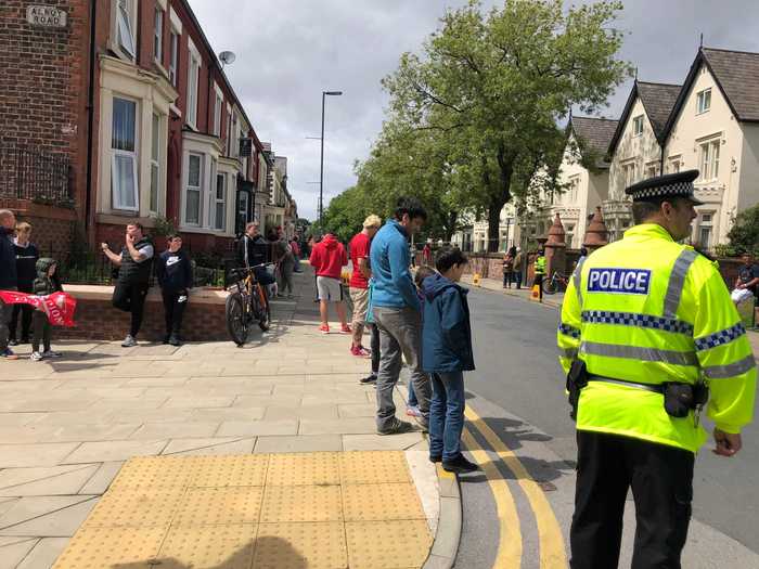 At the players entrance, things were a little busier, but it was still relatively quiet, especially considering this was Liverpool