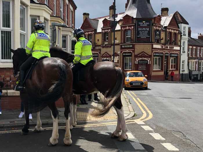 Police horses also patrolled the area.