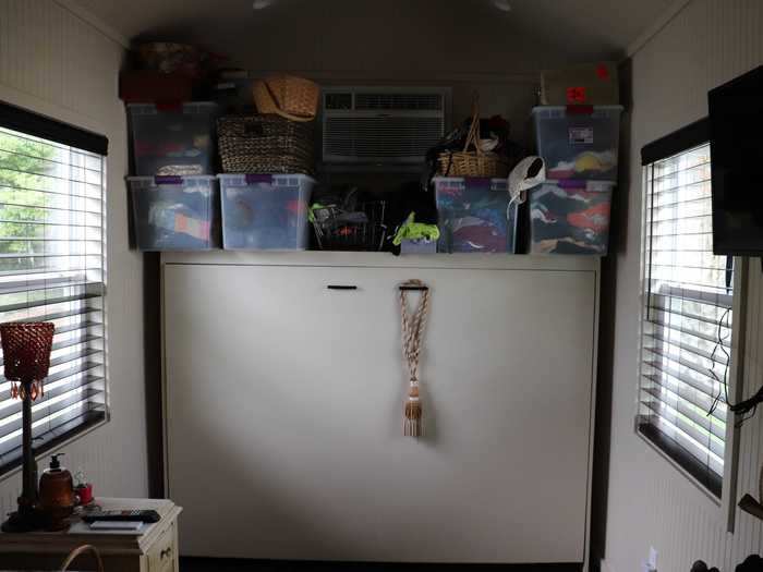 Like Gilley, Elizabeth Silva stores most of her belongings in containers too.