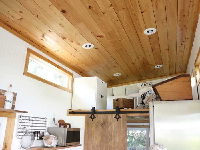 Above her bathroom is a loft, which Gilley uses for storage.