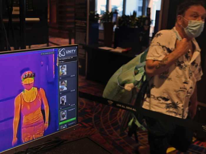 While only employees at Ocean Resort Casino had their temperatures checked, each patron entering the Hard Rock Casino had their temperature checked with thermal imaging monitors.