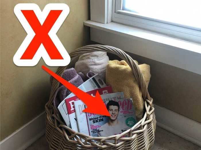 Your magazine collection should remain outside of the bathroom.