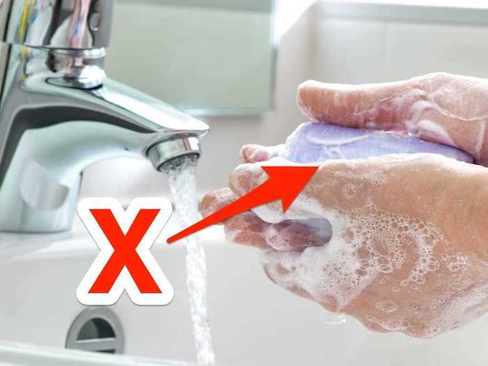 Bars of soap next to the bathroom sink can get kind of gross.