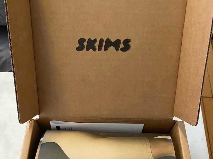 The packaging was similar to what SKIMS uses to ship its lopsided shapewear shorts.