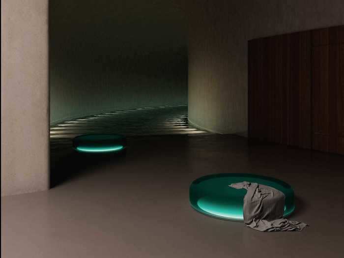 ... or take a dip in the indoor pool that replicates the experience of "swimming in the night sea."