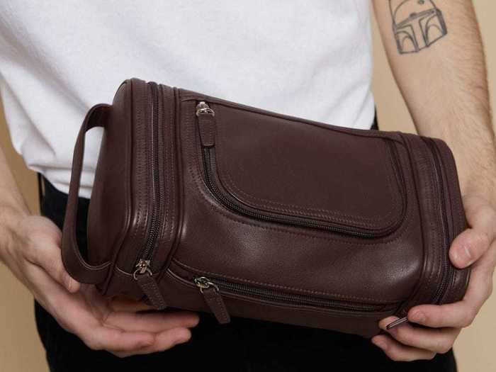 A leather Dopp kit that will age gracefully