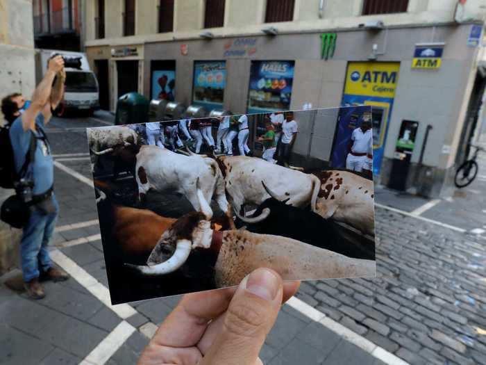 The course runs 2,706 feet through winding Pamplona streets from a holding area to the bull ring.