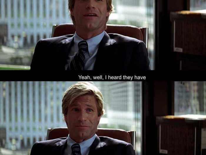 Harvey Dent foreshadows his turn as Two-Face early in the film.