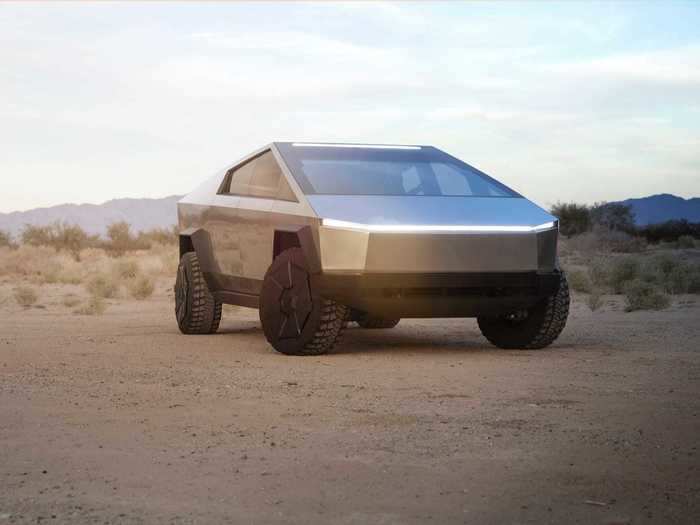 Tesla also claims the retro-futuristic truck will be impervious to dents, scratches, and bullets thanks to a thick, stainless-steel body.