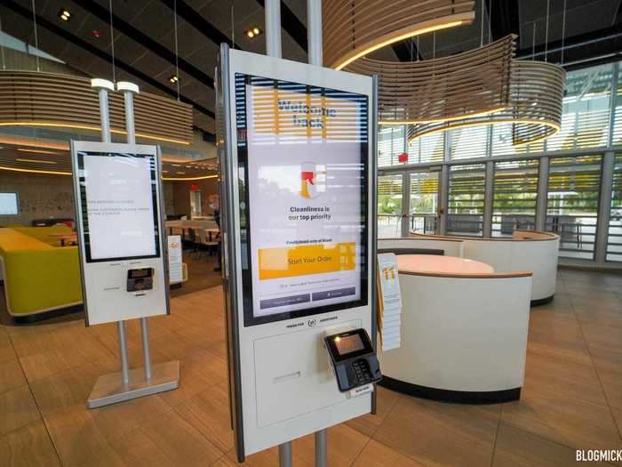 Customers can use the touchscreen kiosk to order, or they can order ahead using the McDonald