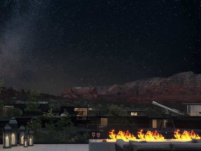 After a day of exploring, guests can unwind with yoga on the main rooftop or cozy up by the fireplace and stargaze through a telescope.