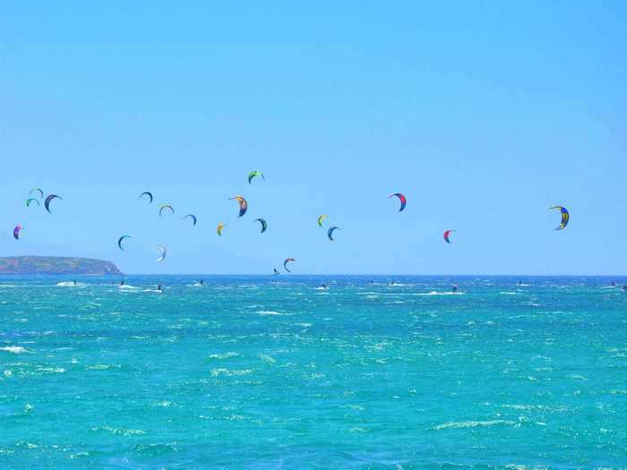 Kitesurfing has become popular around Pounda.