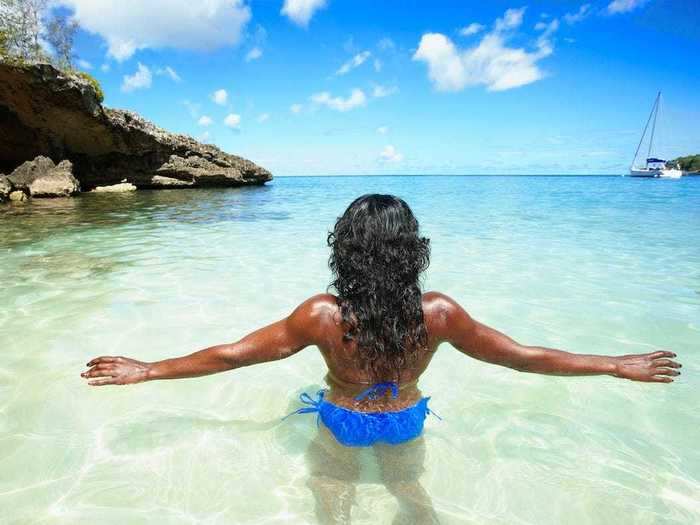 You can sunbathe in the bright Caribbean sun.