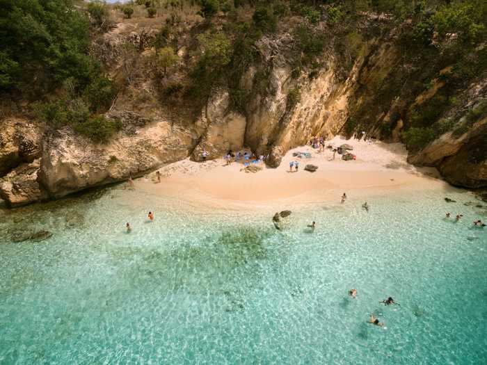 The 35-square-mile island is just a 30-minute ferry ride from St. Maarten.