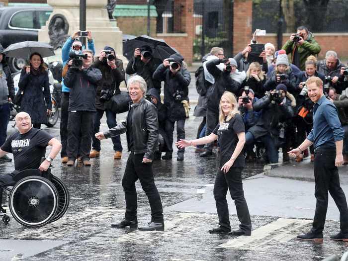 Meanwhile, Prince Harry and Jon Bon Jovi recreated The Beatles