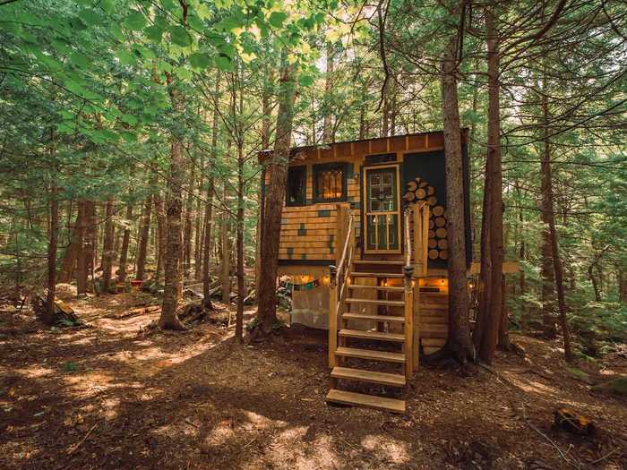 Vermont: Treehouse in the woods in Hardwick, $125