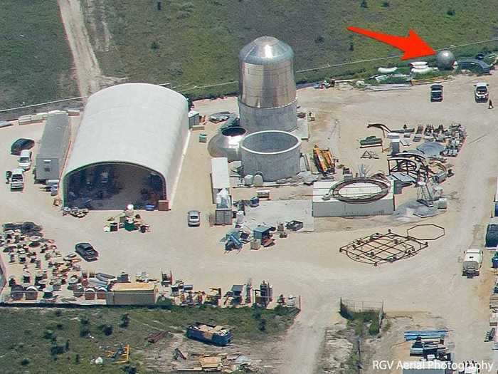 To the north are concrete stands where the ends of tanks are welded on.