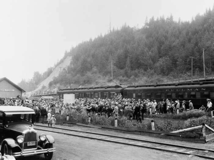 Bonners Ferry, Idaho, pictured below in 1926, was another bustling mining community.