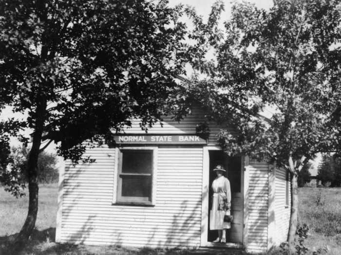 The state bank in Normal, Nebraska, is pictured in the early 1900s.