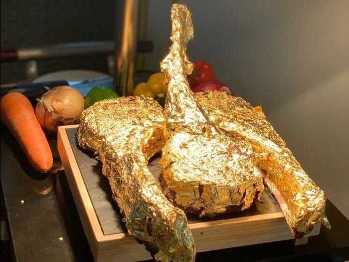 The hotel took its commitment to gold one step further, stating on its website that every meal is served with a "mysterious golden substance."