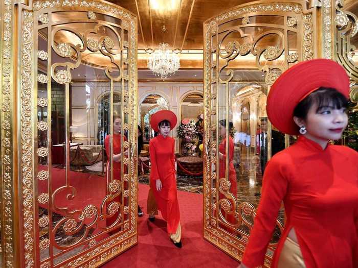 Most features inside the five-star hotel have been given the golden treatment, whether it