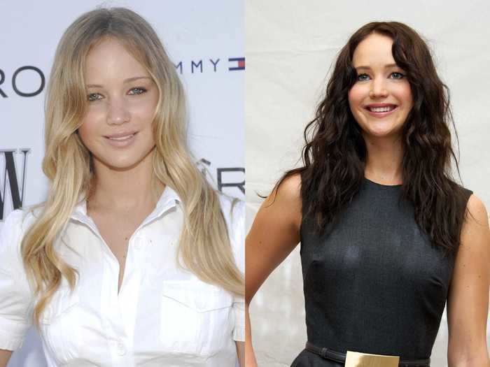 Jennifer Lawrence rocked brunette hair in "The Hunger Games," but has naturally blonde hair.