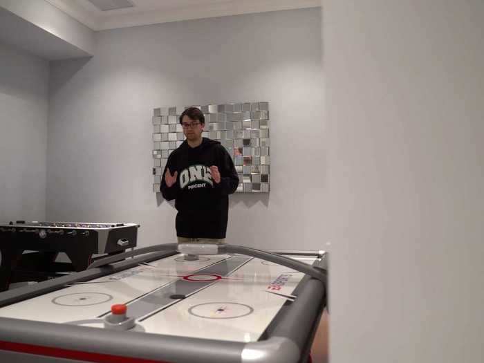 The house also has a gaming area, with air hockey and foosball.