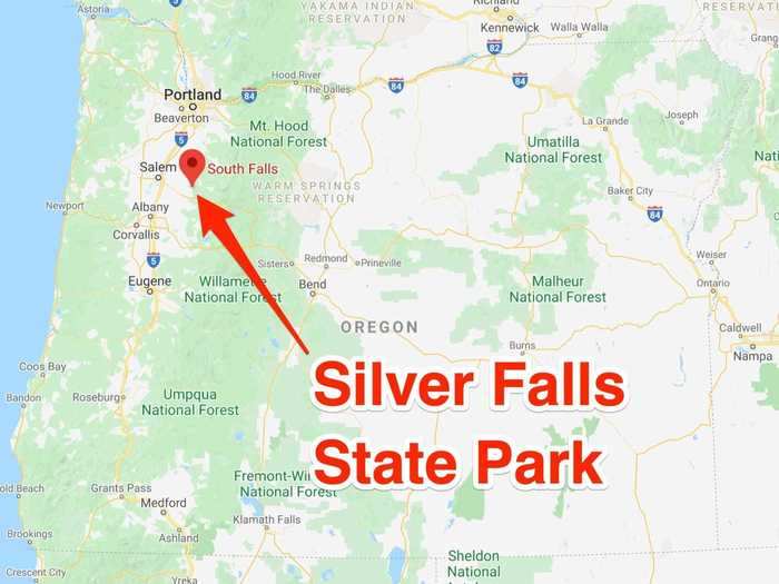 Further north in Oregon, towards Portland, explore Silver Falls State Park inside the state