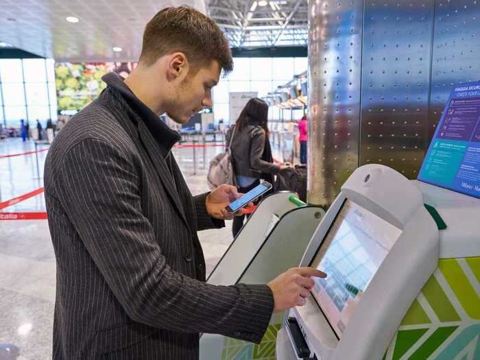 But today travelers can check themselves in on kiosks.