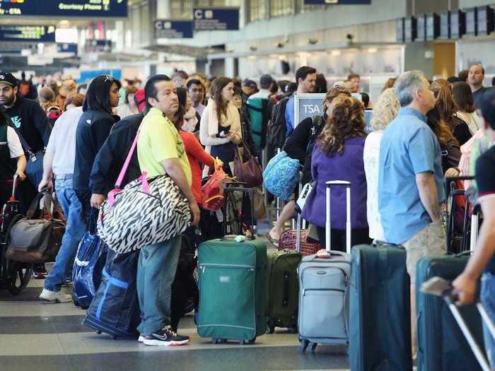 Before the coronavirus pandemic, people packed tightly into lines.