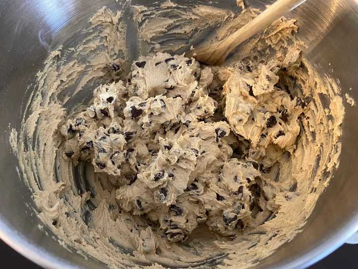 I had to prepare the dough slowly so the chocolate chips wouldn