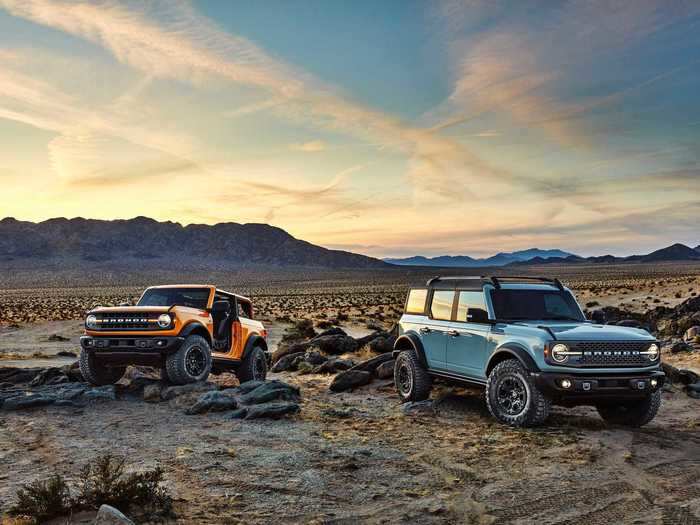 The core of the new brand is the duo of hard-rock, off-roading Broncos: a two-door and a four-door, both body-on-frame designs.