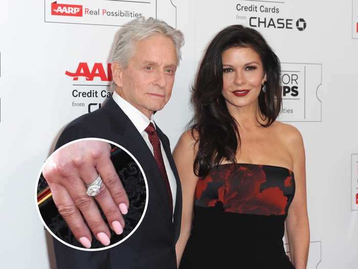 Michael Douglas gave Catherine Zeta-Jones this antique engagement ring by Fred Leighton. It