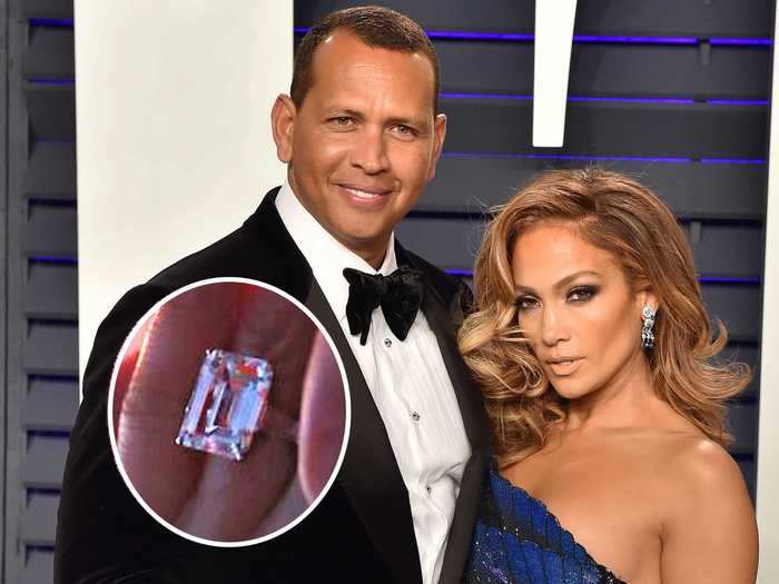 Jennifer Lopez and Alex Rodriguez — or "J. Rod" — got engaged after two years of dating in 2019. He sealed the deal with an estimated 15-carat emerald-cut diamond.