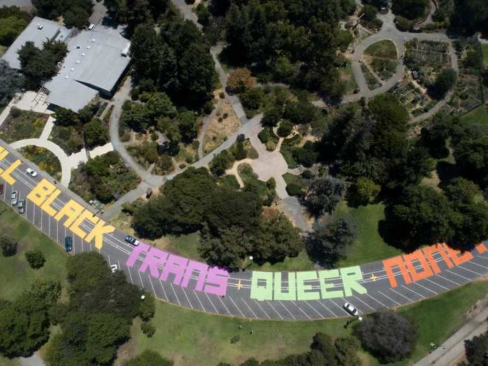 Another mural that read "All black trans queer nonbinary woman disabled imprisoned lives" was constructed a few weeks later.