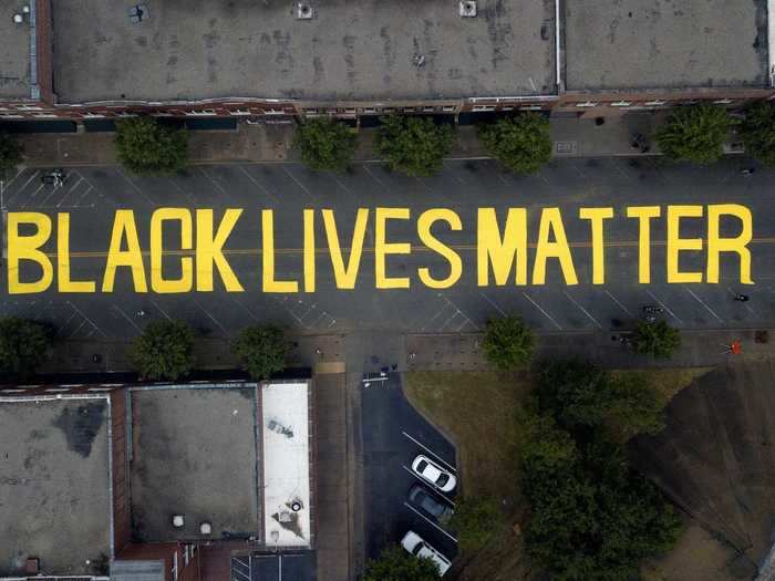 In Tulsa, Oklahoma, a Black Lives Matter mural was painted in the area that used to be known as Black Wall Street, before the Tulsa race massacre of 1921.