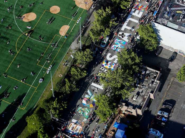 In Seattle, Washington, a massive Black Lives Matter mural was painted by a group of local artists.