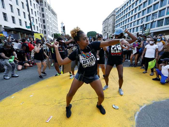 The whole area was renamed Black Lives Matter plaza. Here, demonstrators are seen dancing at a celebration of the movement.