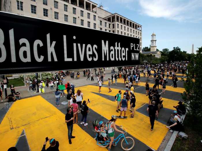 The first massive Black Lives Matter mural was painted in Washington DC, on the street leading up to the White House.