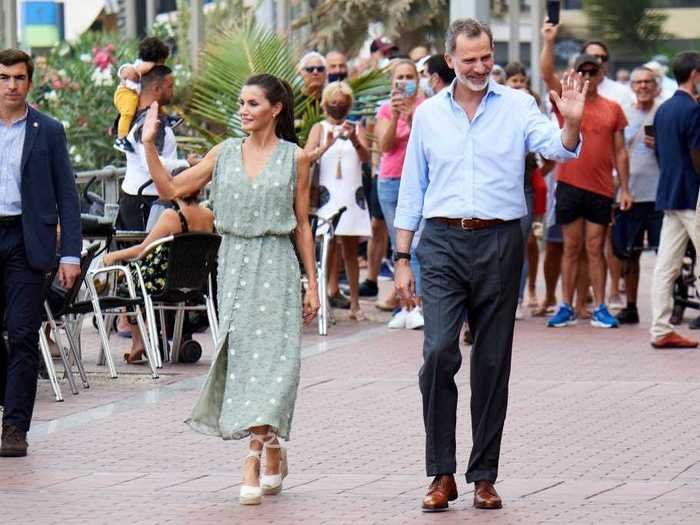 Queen Letizia wore another Zara piece while visiting Gran Canaria, Spain, in June.