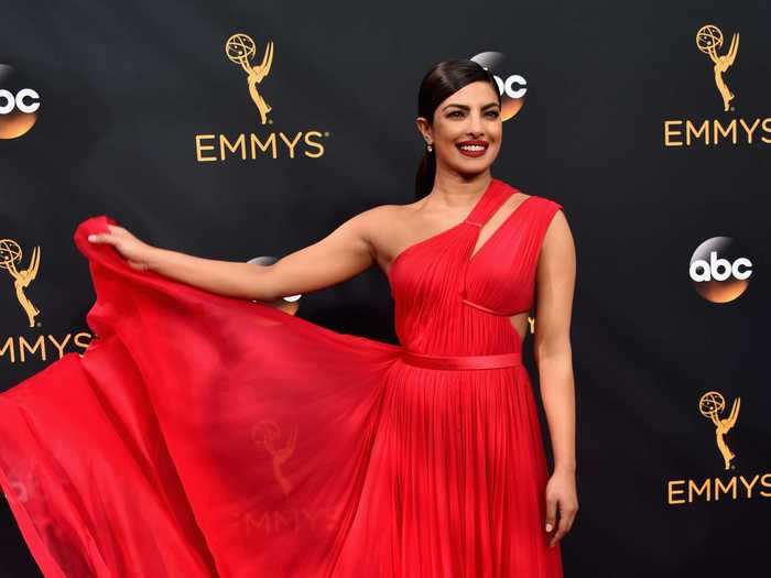 Chopra Jonas matched the red carpet with her 2016 Primetime Emmys look.