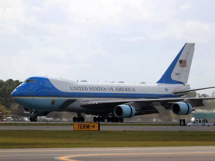 And the most famous one, the Boeing VC-25A, also known as Air Force One when the president of the United States is onboard.