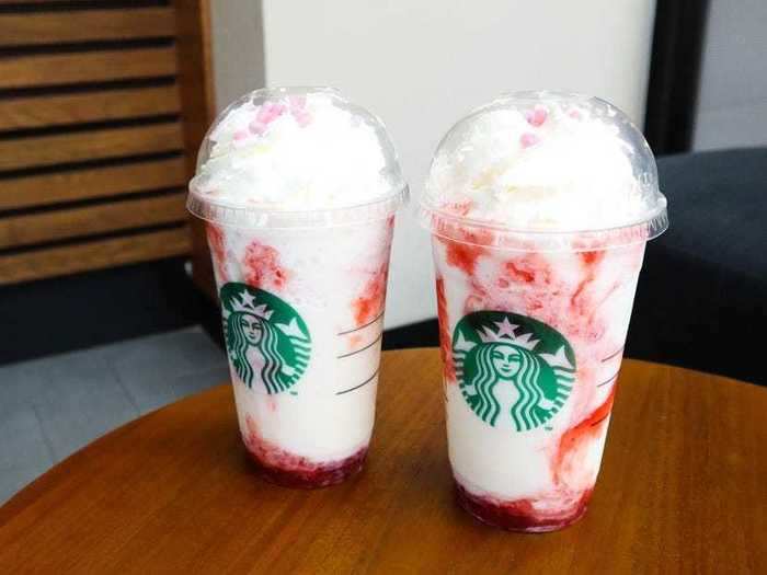 This strawberry-shortcake-style Frappuccino is one of my favorites.