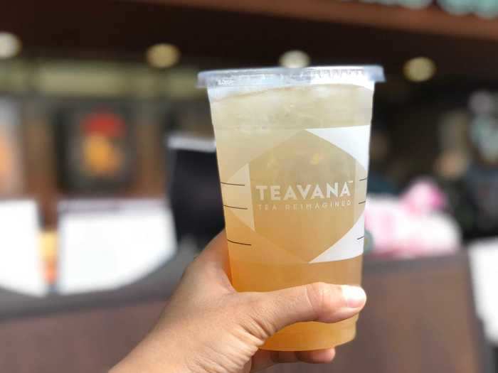 An iced green-tea apple juice is sweet and refreshing.