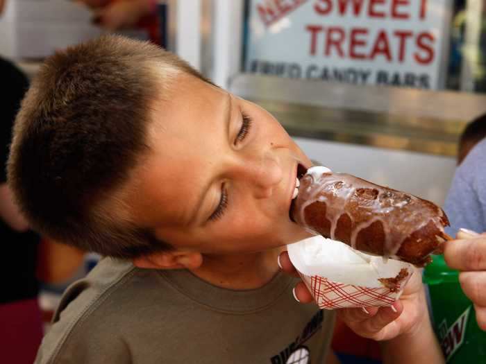 But fairs are most famous, or infamous, for their fried foods. This is a fried stick of butter, for example.