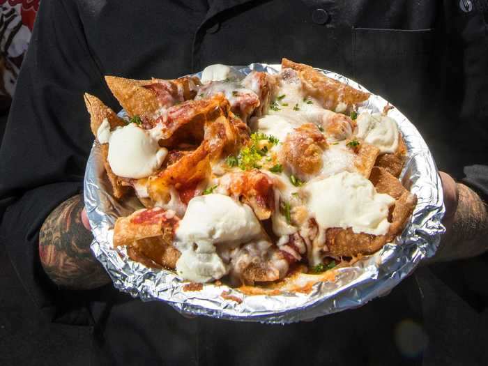 Maybe nachos are more your style — these are called "lasagna nachos."